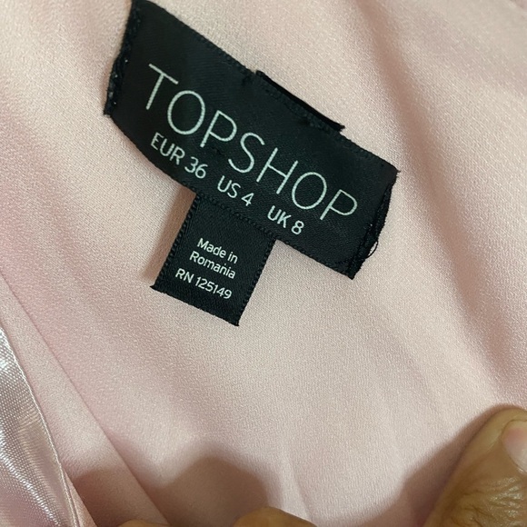 Topshop one shoulder satin pink dress size 4 - Picture 9 of 11